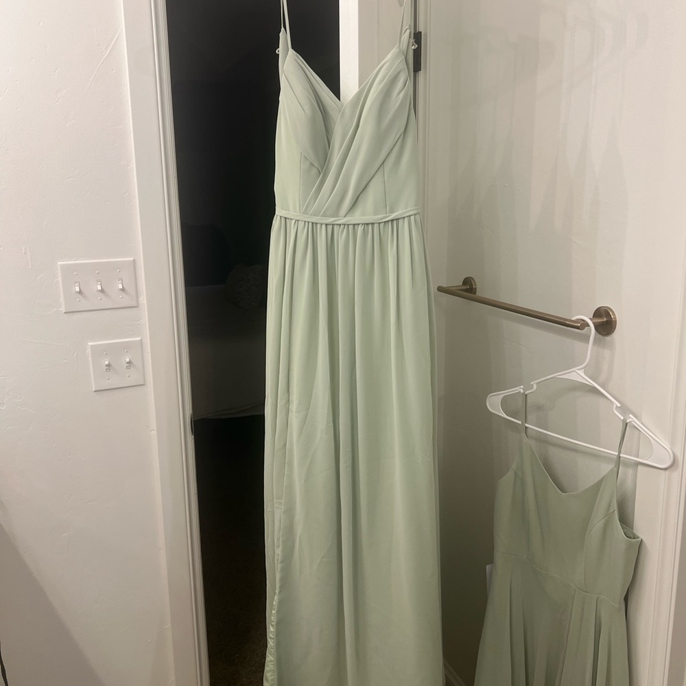 Azazie Mint Green Maxi Dress with Spaghetti Straps
